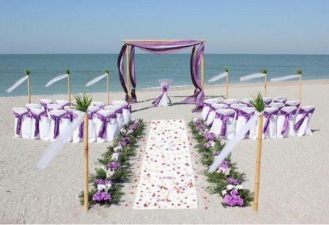 beach weddings pinterest | Purple Beach Ceremony | Beach Weddings Purple Beach Wedding, Beach Wedding Purple, Beach Wedding Aisles, Wedding Setup, Purple Beach, Beach Wedding Centerpieces, Beach Wedding Colors, Wedding Ceremony Ideas, Wedding Colors Purple