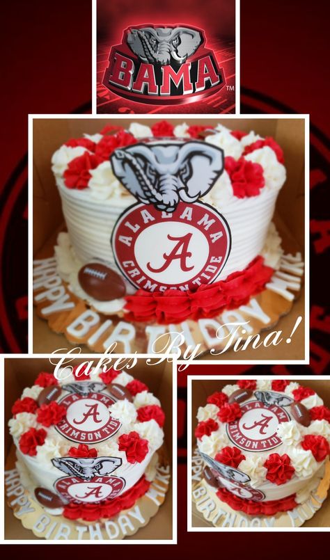 Alabama Cake Ideas, Alabama Football Cake, Alabama Cookies, Alabama Birthday Cakes, Alabama Cake, Alabama Cakes, Groomsman Cake, Football Birthday Party, Football Cake