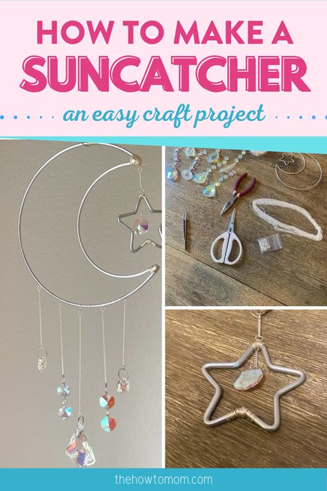 Beaded Crystal Suncatcher Diy, Prism Suncatcher Diy, Craft Suncatcher, Diy Hanging Crafts, Suncatchers Diy How To Make, Beads Projects, Wire Crafts Easy Simple, How To Make Suncatchers Diy Tutorial, Suncatcher Patterns