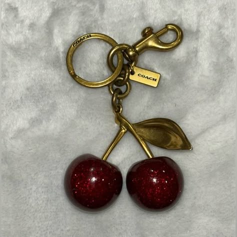 Coach. Cherry Bag Charm. Coach Cherry Charm, Random Wishlist, Cherry Bag, Cherry Charm, Life Board, The Diva, Wheel Of Fortune, Cute Keychain, Coach Accessories