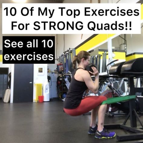 Meghan Callaway - Fitness Coach on Instagram: "Build STRONG quads with these 10 exercises!! 💪

👉👉 Follow me if you want to build a stronger lower body!

▶️▶️ SWIPE to see all 10 exercises.

1️⃣ Negative Spanish squats

With Spanish Squats you will keep your shins in a vertical position for 100% of the movement, and there will be minimal ankle dorsiflexion. This can be a very knee friendly option.⁣⁣⁣⁣⁣⁣⁣ This is also an AMAZING leg finisher. 

👉 2-3 sets of 6-10 reps 

2️⃣ Walking lunges

👉 2-3 sets of 6-12 reps per side

3️⃣ Negative rep rear foot elevated split squats (showing a great option for loading where you don’t have to hold any weights)

👉 2-3 sets of 5-8 reps per side

4️⃣ Heel elevated tempo squats (3 sec down + 3 up)

👉 2-3 sets of 4-8 reps

5️⃣ Negative shrimp squats Split Squats For Quads, Low Impact Quad Exercises, Heel Elevated Squats, Smith Machine Quads, Spanish Squats, Nordic Curls, Elevated Split Squat, Ankle Dorsiflexion, Walking Lunges