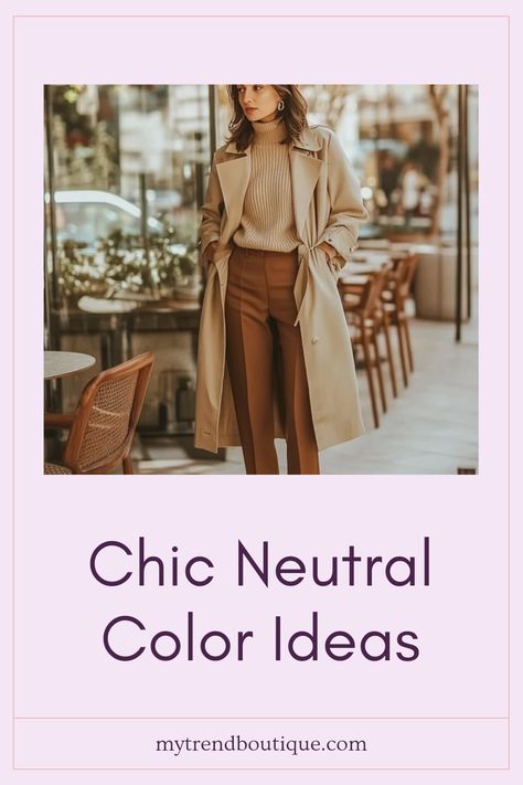 This pin showcases chic neutral color combinations using beiges, tans, and browns in stylish outfits. The image provides insight for creating versatile, sophisticated looks perfect for every occasion. Shades Of Brown Outfit, Neutral Color Combinations, Monochromatic Looks, Color Combinations For Clothes, Boutique Trends, Stylish Wardrobe, Warm Undertone, Casual Weekend, Stunning Outfits