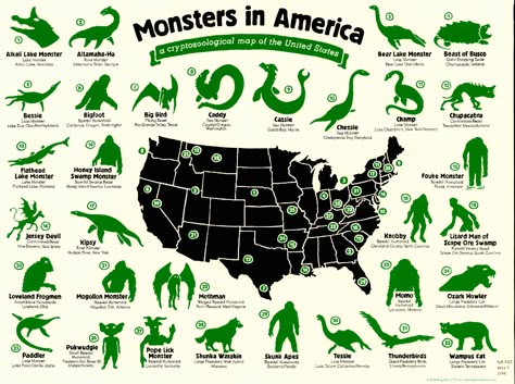 Swamp Monster, Halloween Month, New Facts, The Jersey Devil, Lake Monsters, Map Of The United States, Myths & Monsters, World Mythology, Spooky Places