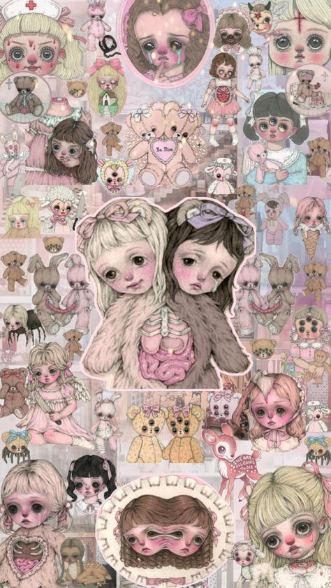 #creepycute #dollcore #dollete #doll #coquette #dollaesthetic Baby Bug, Doll Aesthetic, Creepy Cute, Cartoon Wallpaper, Kentucky, Cute Art, Sewing Patterns, Iphone Wallpaper, Dolls