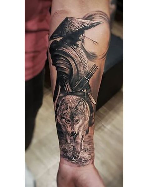 Samurai Tattoo Sleeve, Warrior Tattoo Sleeve, Samurai Warrior Tattoo, Wolf Tattoo Sleeve, Samurai Tattoo Design, Octopus Tattoos, Dengeki Daisy, Forearm Sleeve Tattoos, Cool Forearm Tattoos