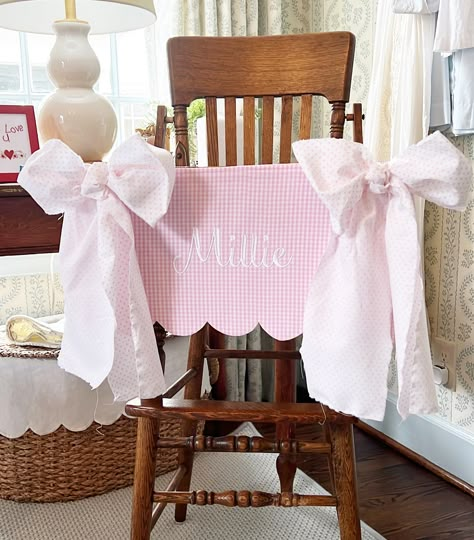 Scalloped wrap in pink gingham with dot bows! Pink Gingham 1st Birthday, Pink Gingham First Birthday, Girls Just Wanna Turn One Birthday, First Birthday Girl Bow Theme, Pink Gingham Birthday Party, Pink Bow Birthday Party, Gingham Birthday Party, Gingham Party, Valentines Birthday Party