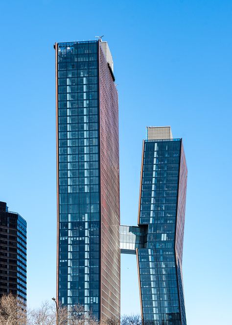 SHoP architects completes conjoined american copper buildings in new york Funky Architecture, Copper Building, Corporate Architecture, Vertical Architecture, Buildings New York, Wooden Skyscraper, Arch Inspiration, Architectural Buildings, New York Projects