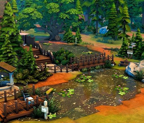 Sims 4 National Park, Sims 4 Inspiration, Pond House, Tumblr Sims 4, Sims 4 Builds, Sims Building, House Layout Plans, Sims House Design, Sims Ideas