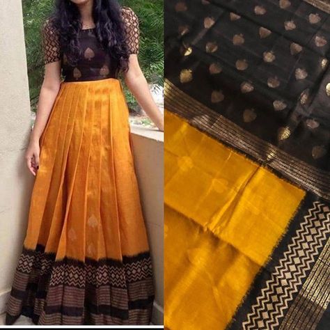 Gold Organza Pre-draped Saree For Navratri, Full Frock, Navratri Gold Tussar Silk Pre-draped Saree, Long Frock, Long Frocks, Tie Dye Skirt, Saree, Instagram Photos, My Style