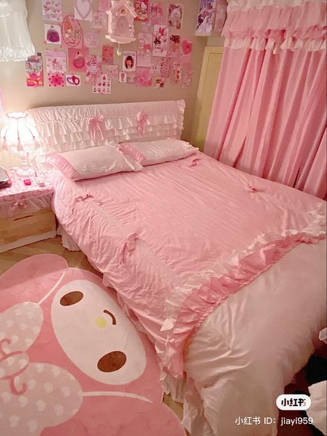 My Melody Room, Melody Room, Sanrio Bedroom, Sanrio Room, Hello Kitty Room Decor, Hello Kitty Bedroom, Pink Room Decor, Cute Bedroom Ideas, Ideas Hogar