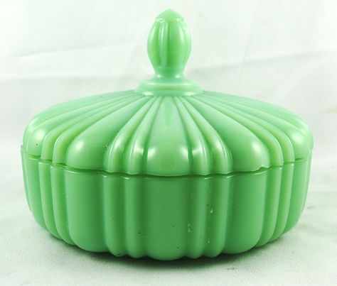 FREE SHIPPING 1940's 1940s Vintage Covered by parkestatecompany, $75.00 Old Cafe, Fire King Dishes, Green Milk Glass, Green Glassware, Vintage Fire King, Glass Candy Dish, Glass Candy, Fenton Glass, Joanna Gaines