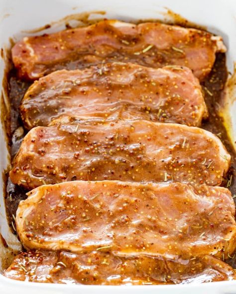 Cooking Boneless Pork Chops, Balsamic Pork Chops, Balsamic Marinade, Mustard Pork Chops, Balsamic Pork, Grainy Mustard, Pork Chop Recipes Baked, Jo Cooks, Pork Steak