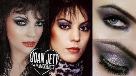 Joan Jett Makeup, Joan Jett 80s, 80s Rocker Makeup, Costume Rockstar, 80s Rock Makeup, Rocker Makeup, 80s Eye Makeup, Makeup 80s, Glam Rock Makeup