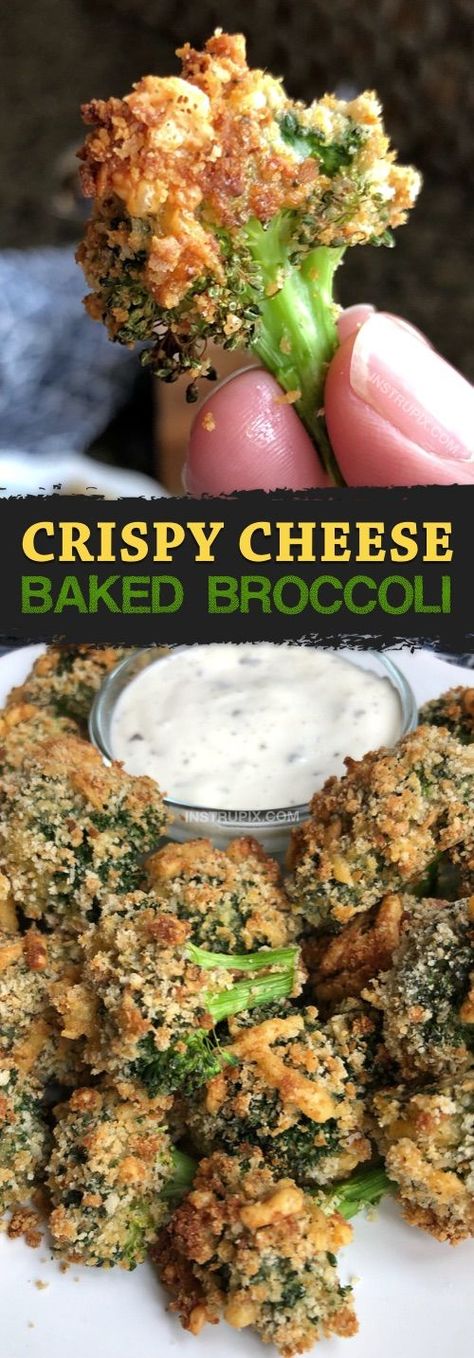 Crispy Cheese Oven Baked Broccoli - This healthy broccoli side dish goes well with everything! The broccoli is roasted with bread crumbs and cheese, and so tasty it can be served as a snack or appetizer. The best finger food! Super quick and easy, too. #instrupix #broccoli #sidedish #appetizer #cheese #healthy Oven Baked Broccoli, Baked Broccoli Recipe, Baked Broccoli, Health Lunch, Broccoli Side Dish, Healthy Broccoli, Dinner Quick, Butter Steak, Crispy Cheese