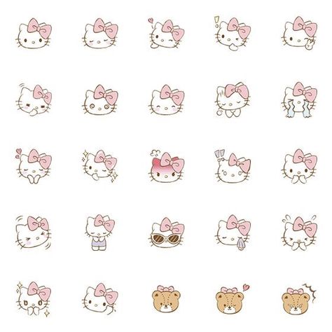 Hello Kitty Stickers, Mini Icons, Hello Kitty Crafts, Hello Kitty Images, Hello Kitty Aesthetic, Hello Kitty Art, Sanrio Wallpaper, Easy Doodles Drawings, Cute Doodles Drawings