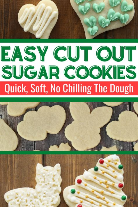 This recipe is the BEST sugar cookie recipe ever! Super easy - no chilling the dough. Amazing flavor and wonderfully soft. Nice flat tops easy for decorating. It doesn't get any better than this! We use these for all of our favorite holidays. Christmas cookies, Halloween cookies, Easter cookies - any occasion where it would be fun to decorate sugar cookies! Recipe has lots of tips, tricks, and help for decorating with kids. (And try the icing - it is the BEST ever!) #cookies #baking #christmas Sugar Cookie Recipe No Chill, Decorate Sugar Cookies, The Best Sugar Cookie Recipe, Cut Out Sugar Cookies, Cut Out Sugar, Halloween Cookies Decorated, Sugar Cookie Recipe, Cookie Dough Recipes, Christmas Cookies Easy