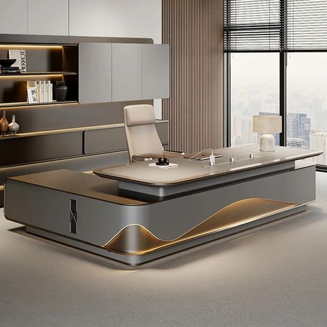 Auxiliary Desk Reading Office Work Reception Computer Desks Setup Accessories Workstation Study Table Tavolo Da Lavoro Seating - AliExpress Executive Office Design Interior, L Shaped Office, Office Desk Design, Setup Accessories, Boss Desk, Industrial Style Desk, L Shaped Office Desk, Office Desk Designs, Executive Table