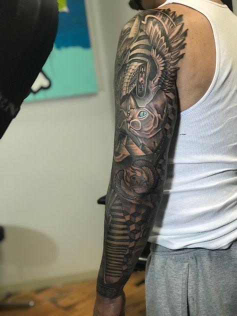 Egyptian Tatto Egyptian Arm Tattoo, Arm Tattoo Egyptian, Tattoo Sleeve Egyptian, Eygtian Sleeve Tattoo, Egyptian Arm Sleeve, Tato Tradisional, Egyptian Tattoo Sleeve, Egyptian Tattoo, Tattoo Sleeve Men