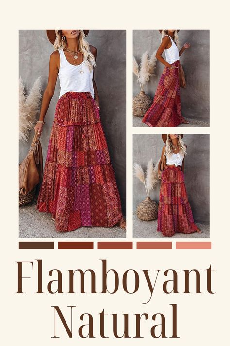 Flamboyant Natural Skirt, Flamboyant Natural Pants, Flamboyant Natural Kibbe, Flamboyant Dramatic, Natural Kibbe, Flamboyant Natural, Boho Maxi Skirt, Long Flowy Skirt, Natural Boho