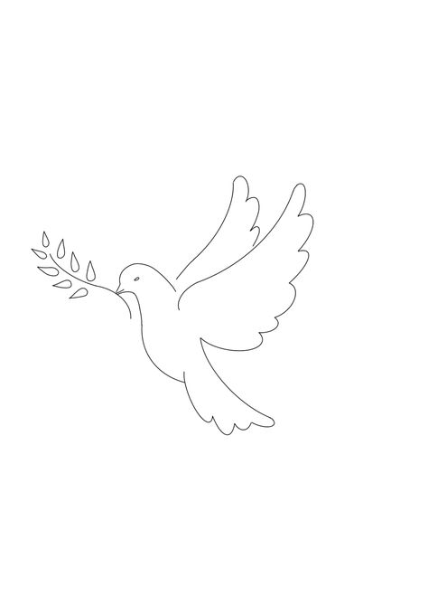 Simple Dove Tattoo Outline, Simplistic Line Art, Minimal Dove Tattoo, Olive Branch Dove Tattoo, Simple Dove Drawing, Dove Fine Line Tattoo, Peaceful Tattoos Ideas, Dove Of Peace Tattoo, Dove Tattoo Outline