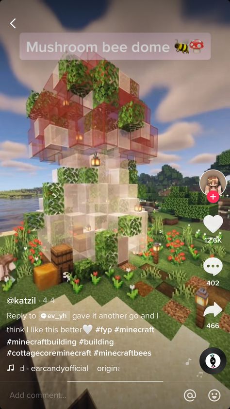 Mushroom Banner Minecraft Tutorials, Fairycore Minecraft Builds No Mods, Mushroom Village Minecraft Ideas, Mushroom Village Minecraft, Minecraft Mushroom Village, Minecraft Mushroom Builds, Minecraft Magical Builds, Minecraft Building Guide, Cottagecore Minecraft