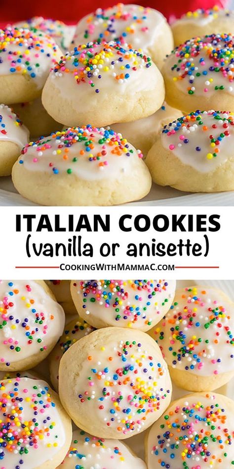 Italian Cookies (Vanilla or Anisette) Ginetti Italian Cookies, Italian Lemon Ricotta Cookies, Anise Cookie Recipe, Anisette Cookies, Italian Anise Cookies, Christmas Confections, Pumpkin Bar, Christmas Desert, Italian Ricotta Cookies