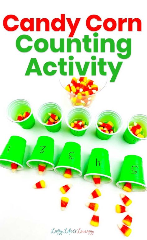 Candy Corn Counting Activity Corn Activity, Candy Corn Counting, Fall Science Activities, Apple Science Experiments, Candy Corn Crafts, Fall Activities For Kids, Math Is Fun, Pumpkin Activities, Counting Activity