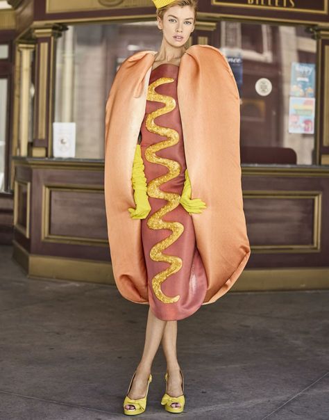 Hotdog Costume, Expensive Fashion, Dog Dress, Bustier Dress, Cape Dress, Dog Dresses, Costume Party, Black Tie, Hot Dogs