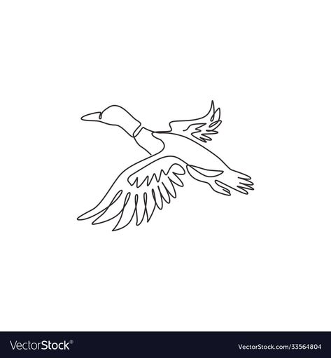 Abstract Duck Tattoo, Mallard Tattoo Ideas, One Line Duck Tattoo, Duck Flying Tattoo, Duck Outline Drawing, Mallard Duck Tattoos, Goose Line Drawing, Duck Line Tattoo, Flying Heron Tattoo