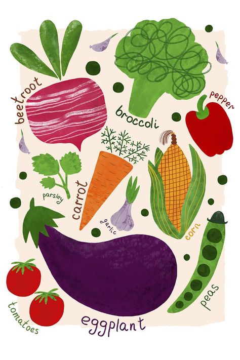 Cute vegatable poster for kids. Wall art, vegetables educational print, classroom decor, watercolo=r vegetables poster, garden vegetables, learning poster, montessori nursery poster Vegetables Poster, Vegetables Illustration, Watercolor Vegetables, Watercolor Procreate, Designer Drawing, Vegetable Drawing, Graphic Design 101, Montessori Nursery, Funny Vegetables