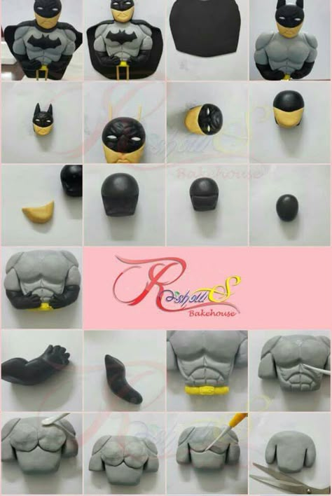 Gumpaste Batman tutorial Roshows Bakehouse https://m.facebook.com/roshowsbakehouse Batman Cake Topper, Batman Cake, Fondant Animals, Cake Topper Tutorial, Superhero Cake, Batman Birthday, Fondant Cake Toppers, Fondant Tutorial, Fondant Decorations