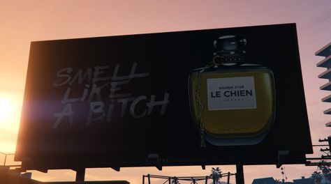 #GTA #GTAV #Rockstar #Snapmatic #Billboard #LosSantos #SanAndreas #GTAGraphicDesign #Gaming #PS4 #GraphicDesign #Advertisement #Perfume #Fragrance #GTAHumor #Humor Perfume Billboard, Fragrance Store, Beauty App, Billboard Design, Graphic Inspiration, Perfume Fragrance, San Andreas, Advertising Design, Design Inspo