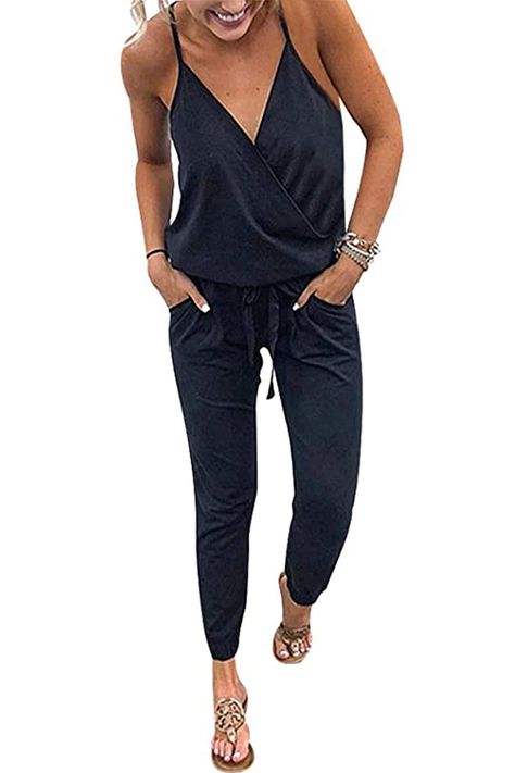 [Ad] The PRETTYGARDEN Womens Summer Casual Wrap V Neck Sleeveless One Piece Romper Jumpsuits With Pockets is a versatile and stylish outfit perfect for summer activities such as hiking. The romper features a flattering wrap design with a V-neckline and sleeveless cut, making it comfortable and breathable for outdoor activities. The addition of pockets adds functionality and convenience for storing small items like keys or a phone while on the go. This jumpsuit is not only practical but also #hikingoutfitsummerwomen Summer Jumpsuit Casual, Cute Travel Outfits, Sleeveless Playsuit, Floral Camisole, Lounge Romper, Casual Playsuit, Overalls Casual, Long Pant Jumpsuit, Backless Jumpsuit