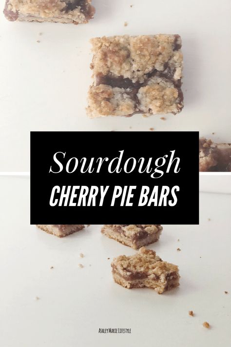 Sourdough Cherry Pie Bars | Ashley Marie Lifestyle Cherry Pie Filling Recipes, Friendship Bread Starter, Cherry Pie Bars, Recipe Using Sourdough Starter, Cherry Bread, Cherry Pie Recipe, Canned Cherries, Sourdough Starter Recipe, Pie Bars