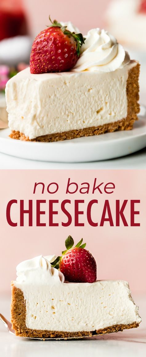 Sully Cake, Cheesecake Recipes Easy Homemade, Cheesecake Recipes Easy, No Bake Cheesecake Recipe, Biscuits Graham, Easy No Bake Cheesecake, Cheesecake Recipes Classic, Cookie Recipes Unique, Cake Recipes Easy Homemade