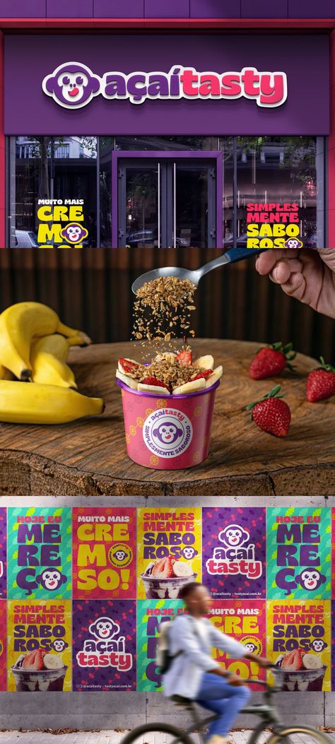 Acai Shop Design, Acai Packaging, Logo Acai, Acai Branding, Acai Shop, Mural Kitchen, Acai Fruit, Amazon Forest, Acai Bowls