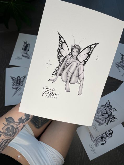 G Tattoo, Virgo Tattoo, Fairy Drawings, Star Goddess, Writing Tattoos, Single Ladies, Fairy Coloring Pages, Fairy Tattoo, Fairy Coloring