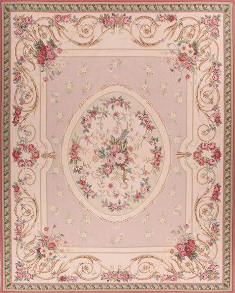 Lighten a room with pink, green & cream French aubusson rug| Chambery| Asmarainc.com-Ships Free Shabby Chic Rug, Room Size Rugs, Dollhouse Rug, Orange Carpet, Estilo Shabby Chic, Carpet Decor, Aubusson Rugs, Shabby Chic Pink, Shabby Chic Bedrooms