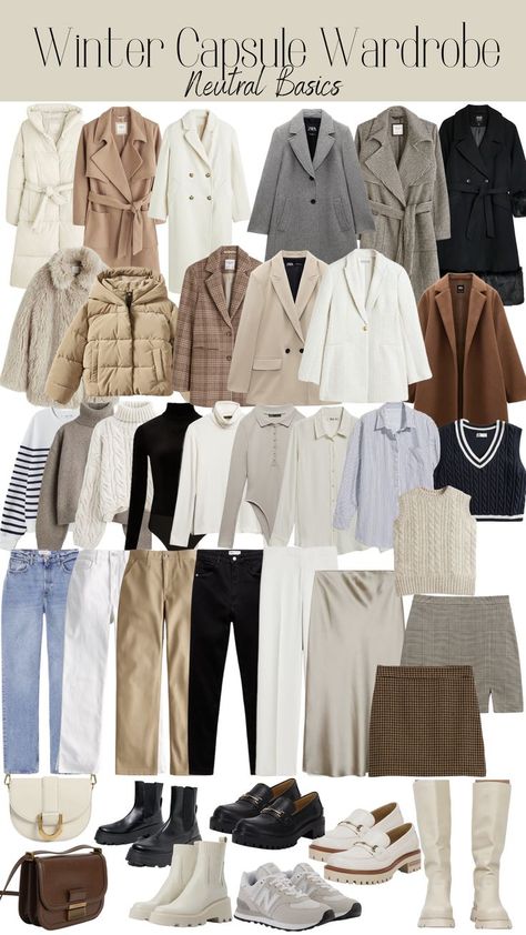 Capsule Wardrobe Casual, Capsule Wardrobe Women, Classy Winter Outfits, Fashion Capsule Wardrobe, Winter Fashion Outfits Casual, Winter Capsule, Winter Capsule Wardrobe, Everyday Fashion Outfits, Clothes And Shoes