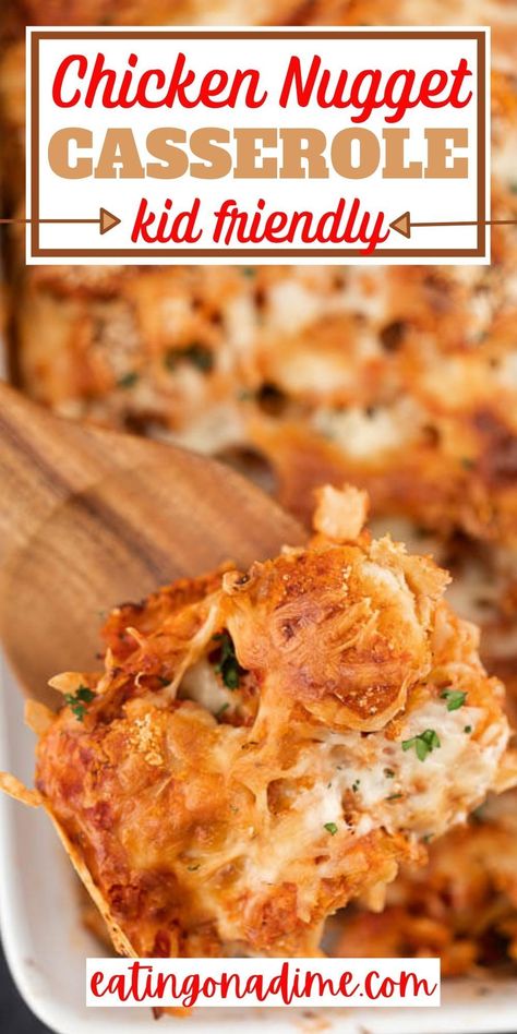 Chicken Nugget Crockpot Recipes, Chicken Nugget Spaghetti, Dinner Ideas With Chicken Nuggets, Chicken Nugget Chicken Parmesan, Chicken Nugget Parmesan, What To Make With Chicken Nuggets, Using Chicken Nuggets In Recipes, Things To Make With Frozen Chicken Nuggets, Chicken Nuggets Casserole