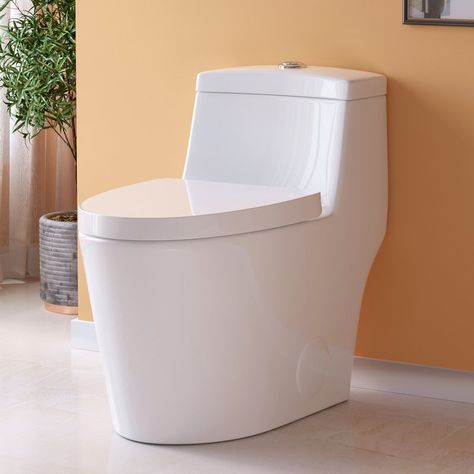 HOROW Dual-Flush 1.28GPF Elongated One-Piece Toilet (Seat Included) & Reviews | Wayfair House Essentials, Elongated Toilet, Bathroom Remodels, Bathroom Remodel Shower, Room Additions, Bathroom Update, One Piece Toilets, Remodels, Toilets