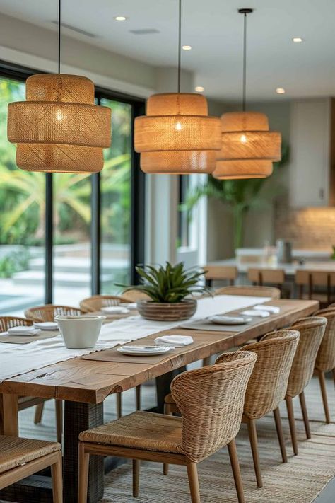 Top 18 Tips for an Organic Modern Dining Room | Green Snooze Boho Beach Dining Room, Bali Style Dining Room, Nature Dining Room, Bali Dining Room, Dining Room Design Coastal, Nordic Style Dining Room, Organic Modern Dining, Dining Room Green, Tropical Dining Room