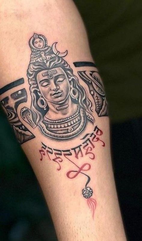 Shiva forearm tattoo Mahadev Band Tattoo Design, Shiva Forearm Tattoo, Lord Shiva Band Tattoo, Shiv Band Tattoo, Shiva Armband Tattoo Design, Shiva Band Tattoo Design, Mahadev Band Tattoo, Shiva Band Tattoo, Shiv Tattoo Design