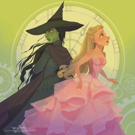 Rizal Badar on Instagram: “🧹🧪💗 I screamed when the actresses post a little sneak peek. Also i've heard one of them sing one of the soundtracks i just cannot wait…” Elphaba And Glinda, Glinda The Good, Wicked Musical, Wicked Tattoos, Glinda The Good Witch, The Wonderful Wizard Of Oz, Musical Art, Pinturas Disney, Wicked Witch