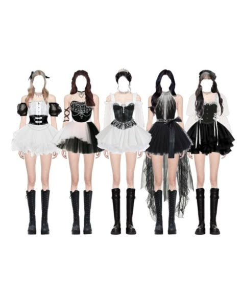 5 Member Kpop Girl Group Outfits, Kpop 5 Members Outfit, 5 Member Girl Group Outfits, Celana Jogger Wanita, Girl Group Outfits, Kpop Stage Outfits, Concert Dresses, Outfit Korean, Group Outfits