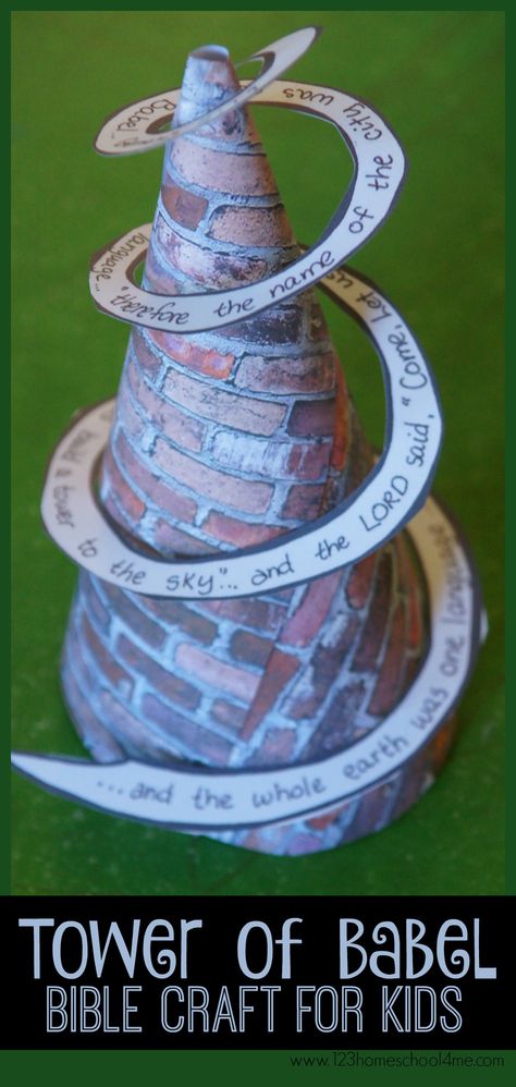 Tower of Babel Bible Craft for Kids - This is perfect for Sunday School Lessons for preschool, kindergarten, 1st grade, 2nd grade, and 3rd grade kids. Tower Of Babel Craft, Christian Kids Crafts, The Tower Of Babel, Old Testament Bible, Children's Church Crafts, Bible Story Crafts, Preschool Bible, Sunday School Crafts For Kids, Bible School Crafts