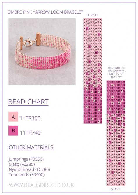 Loom Beading Supplies #loombeading A3E Pink Seed Bead Bracelet Ideas, Loom Bead Bracelet Patterns Free, Ombre Beaded Bracelet, Narrow Bead Loom Patterns, Miyuki Loom Bracelet, Seed Bead Loom Patterns Simple, Simple Bead Loom Patterns, Seed Bead Weaving Patterns, Simple Beading Patterns