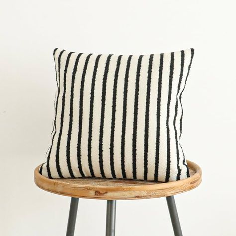 Amazon.com: Jonhier Black Striped Lumbar Boho Throw Pillow Cover, Modern Boucle Textured Rectangle Pillowcase for Sofa Couch Bed, Neutral Farmhouse Accent Decorative Cushion Cover for Living Room, 12 x 20 inch : Home & Kitchen Couch Pillows Neutral, Striped Throw Pillows, White Couch Throw Pillows, Black And White Boho Bedroom, Floor Couches, Make Your Room Aesthetic, Wabi Sabi Boho, Office Sunroom, Sunroom Patio