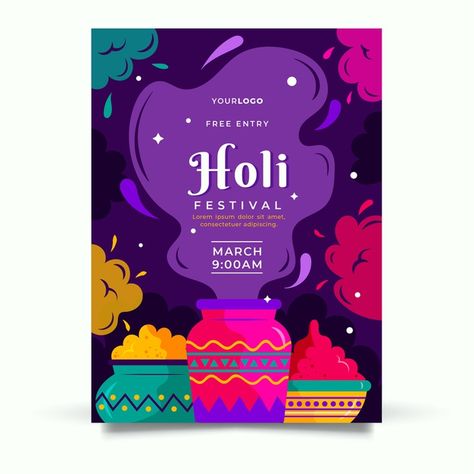 Color Festival Poster, Holi Poster Graphic Design Creative, Happy Holi Poster Design, Holi Creative Poster Design, Holi Poster Graphic Design, Holi Packaging, Holi Templates, Holi Poster Design, Holi Posters