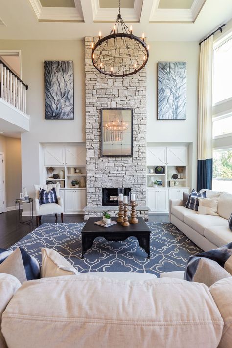 Fireplace Chase Ideas, High Ceiling Two Story House, Tall Ceiling Fireplace, Tall Fireplace Ideas, Tall Fireplace Wall High Ceilings, High Ceiling Fireplace, 2 Story Fireplace, Tall Room, Floor To Ceiling Fireplace